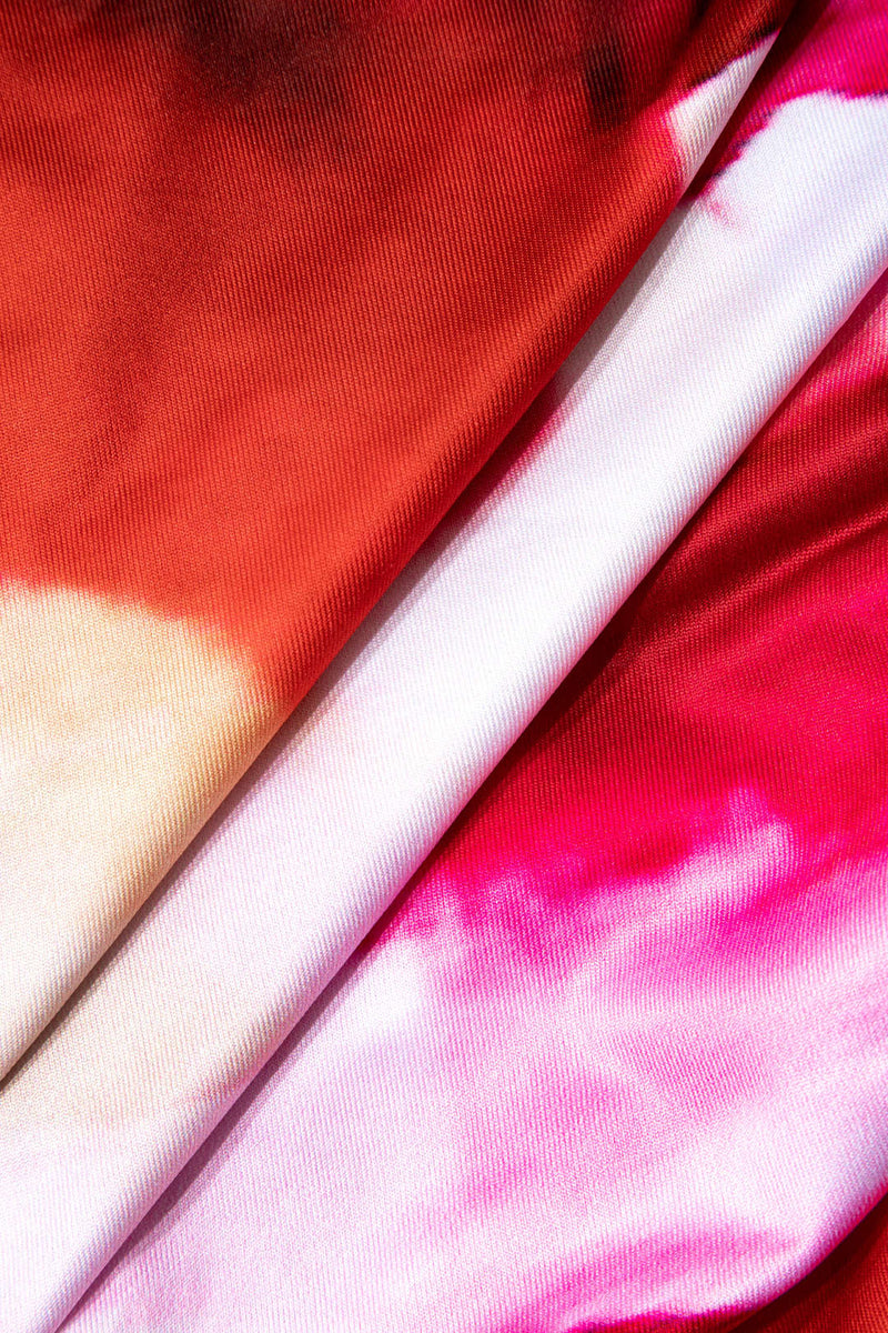 Crimson Tie Dye Halter V Neck Backless Mini Dress