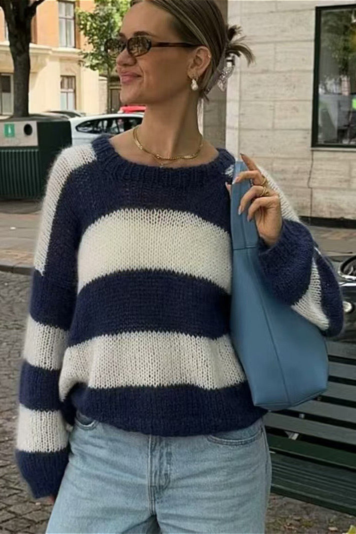 Striped Crewneck Stylish Sweater