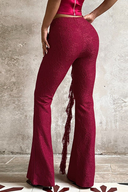 Lace Ribbon Wide Leg Pants