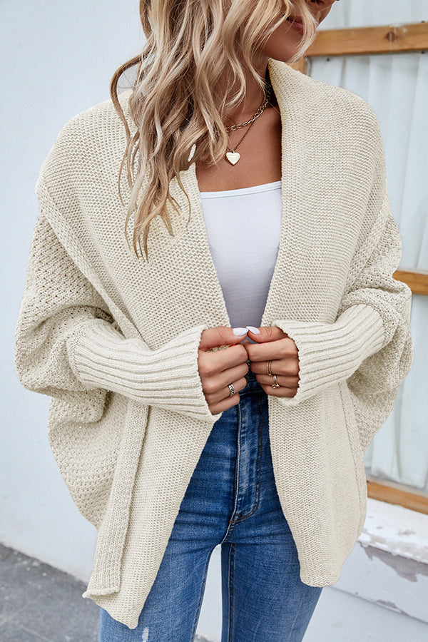 Color Dolman Sleeve Knitted Cardigan