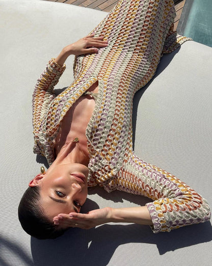 Marrakech Mirage - Crochet Hollow-out Maxi Dress