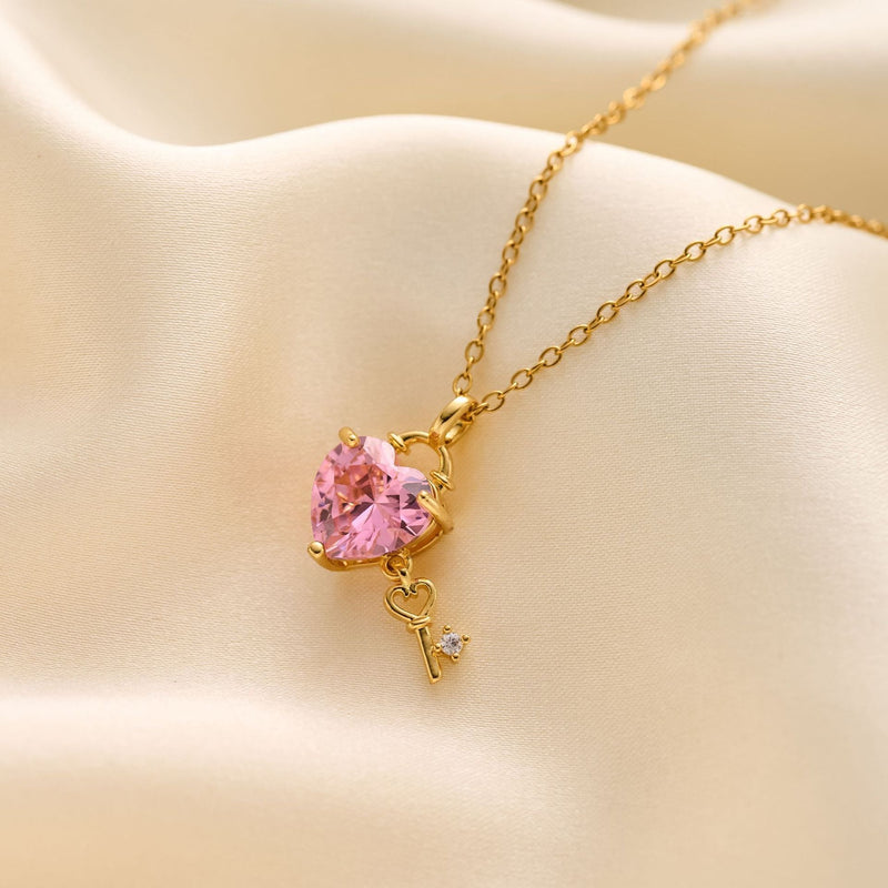 Romantic Pink Heart Necklace
