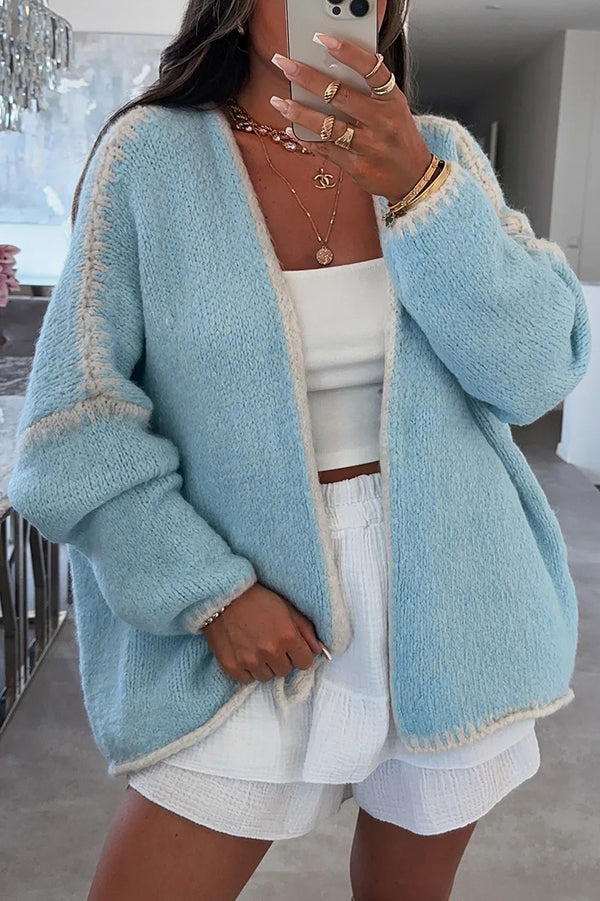 Fashionable Long-sleeved Loose Knitted Cardigan