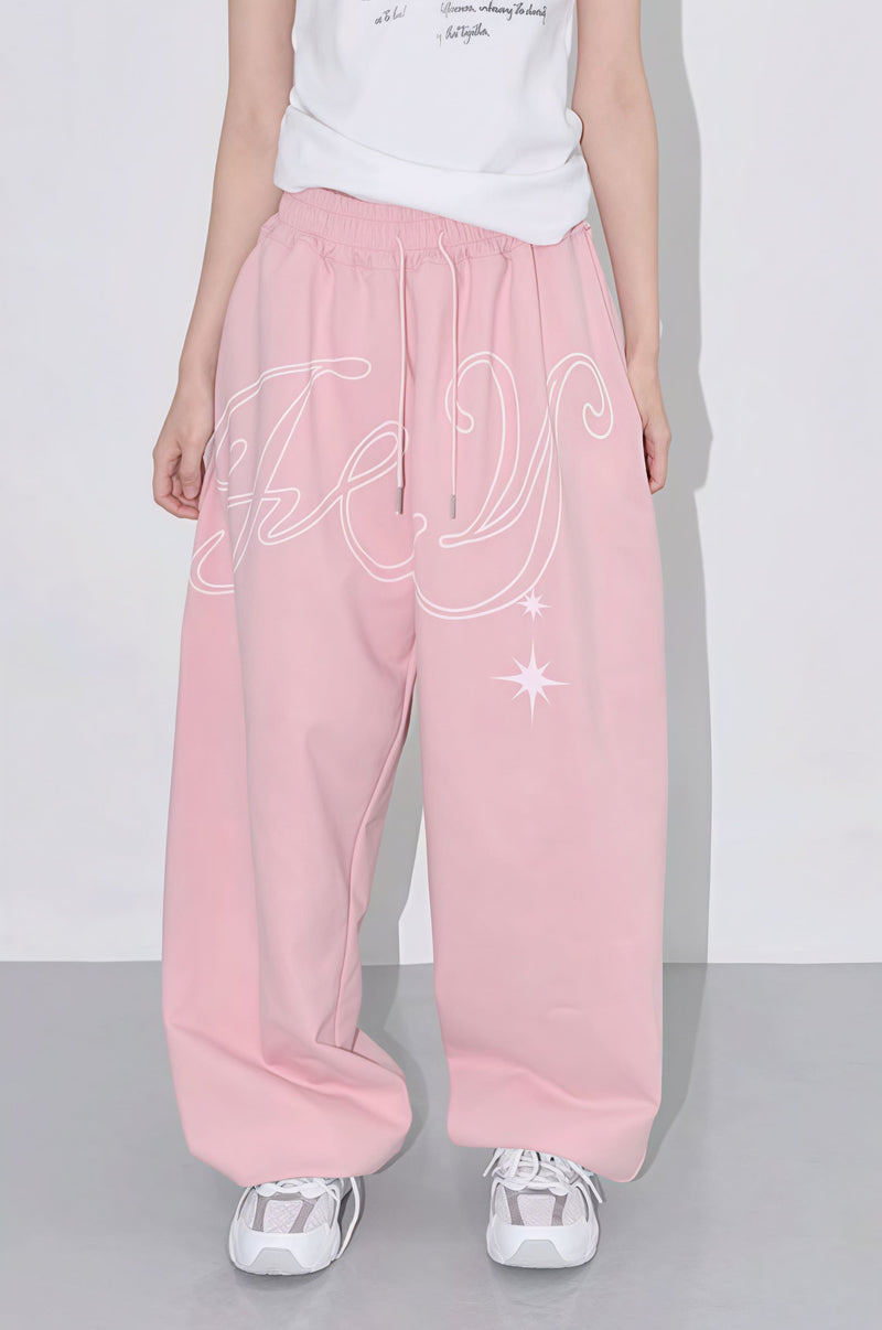 Hip Hop Graphic Baggy Straight Pants