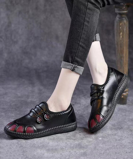 Warm Flat Feet Shoes Black Fuzzy Wool Lined