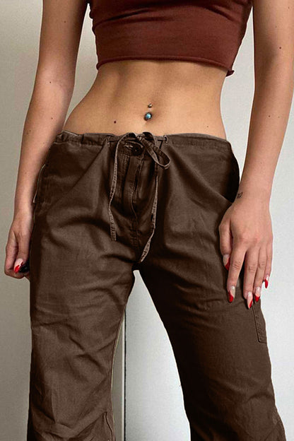 High-waisted Drawstring Cargo Pant