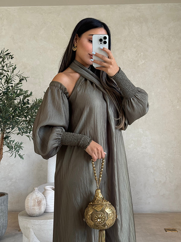 Loose Color Long Sleeves Maxi Dresses