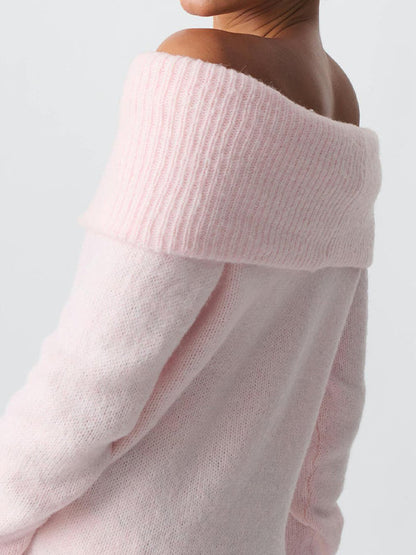 Color Y2k Off Shoulder Oversized Sweaters