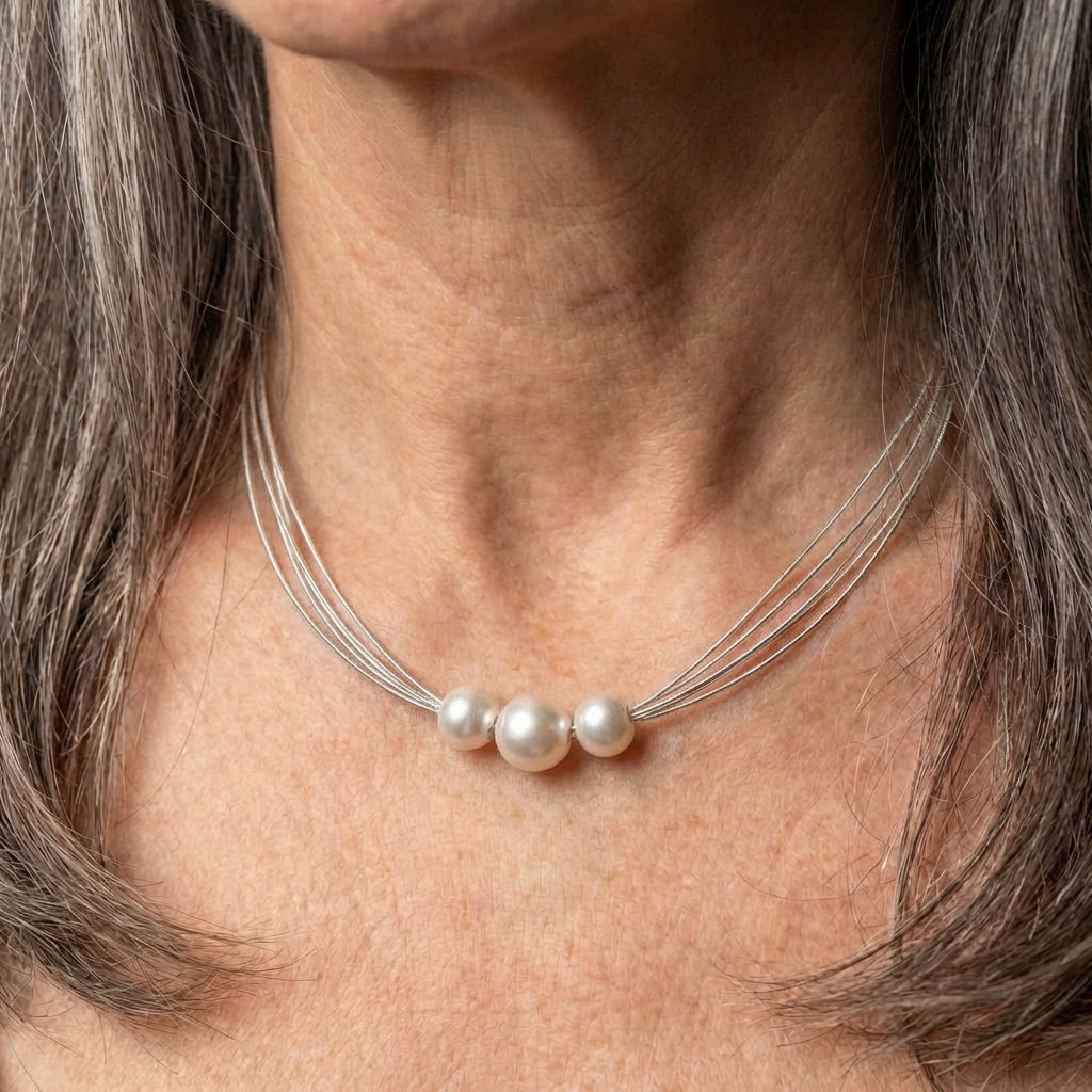 Elegant White Pearl Layered Necklace