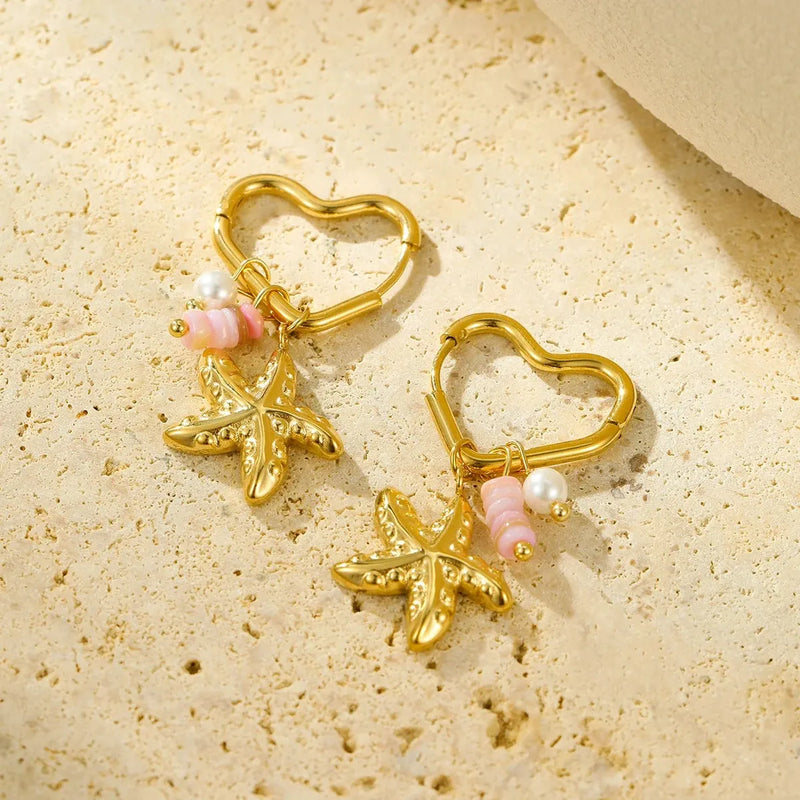 Romantic Starfish Pearl Earrings