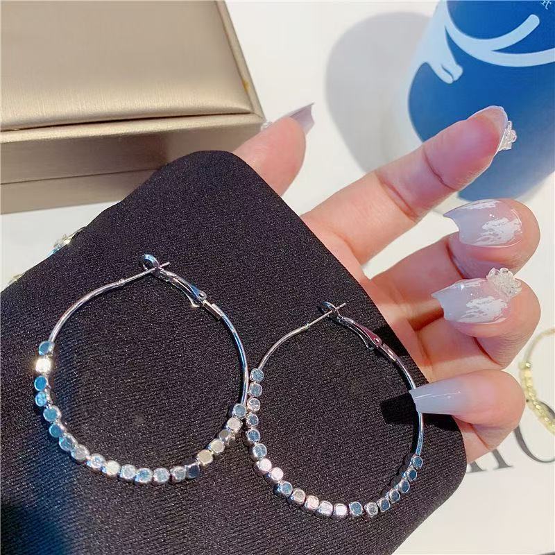 Crystal Beaded Hoop Earrings
