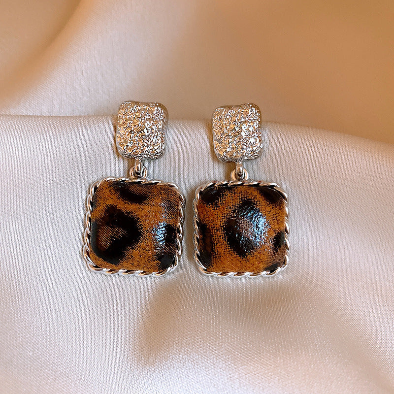 Leopard Print Drop Earrings