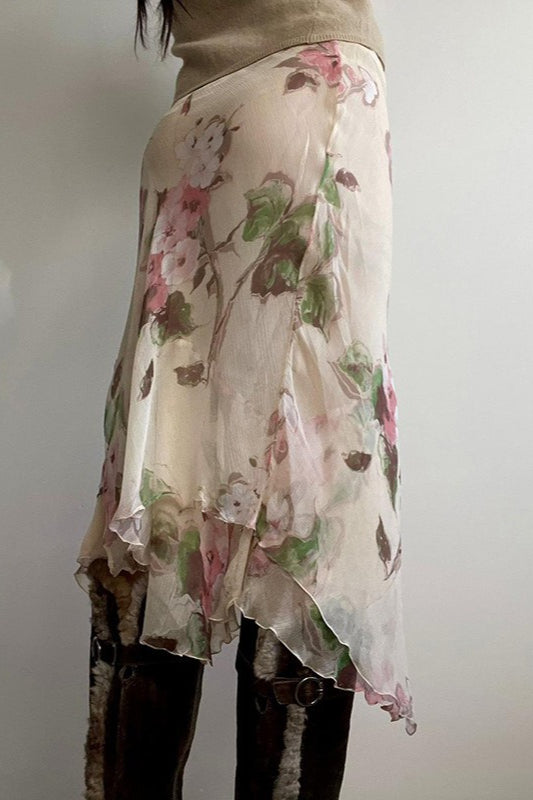 Color-blocked Print Bodycon Midi Skirt