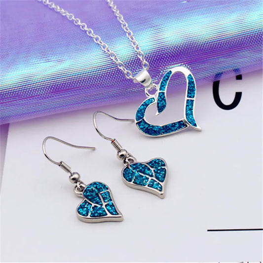 Blue Opal Heart Necklace