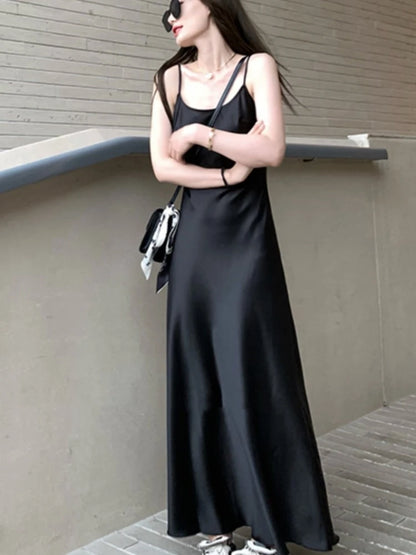 Bodycon Satin Spaghetti Strap Midi Dress Evening Party Dresses Summer New Holiday Style Prom Robe Vestido Mujer