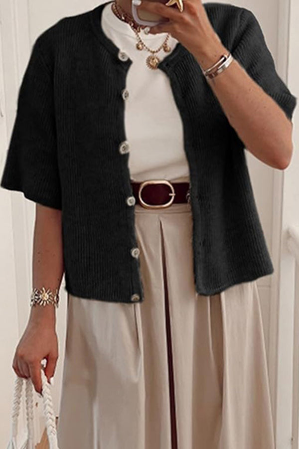 Color Buttoned Loose Knitted Cardigan
