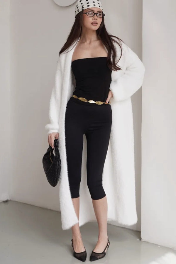 Long Faux Shearling Color Overcoat
