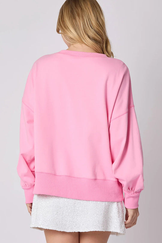 Christmas Bow Sequin Loose Long Sleeve Sweatshirt