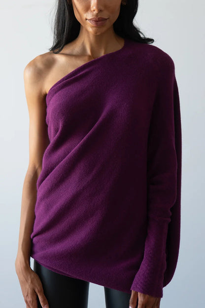 Color Round Neck Long Sleeve Loose Knitted Sweater
