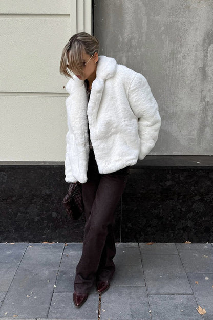 Color Minimalist Fleece Loose Coat