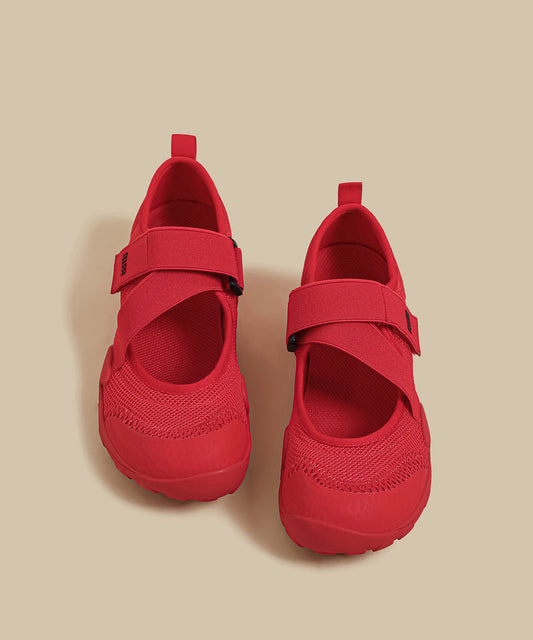 Handmade Splicing Flat Shoes for Red Breathable Mesh