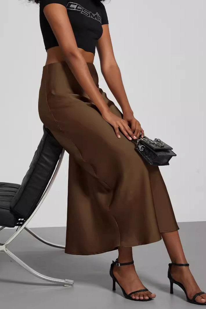 Color Satin Skirt