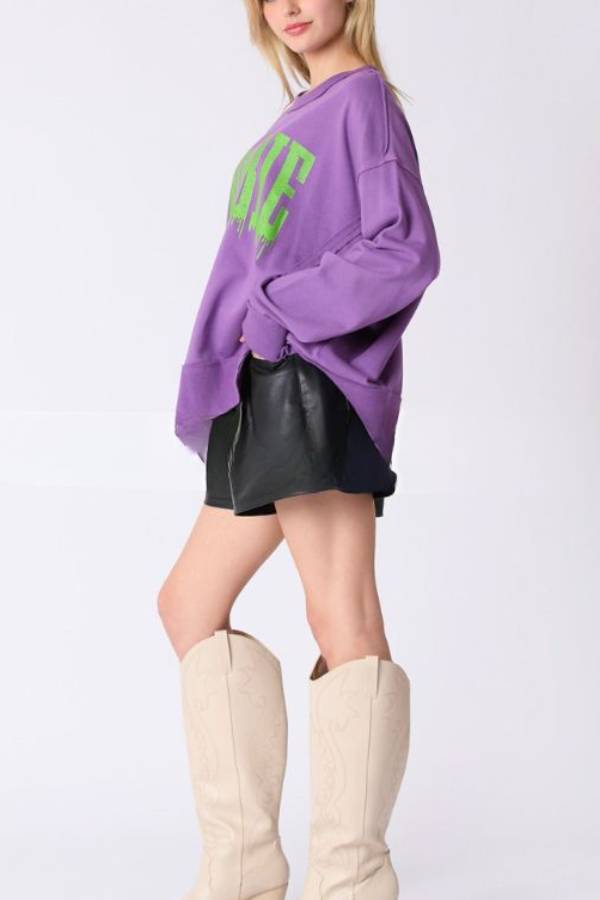 Halloween Letter Printed Top Loose Sweatshirt