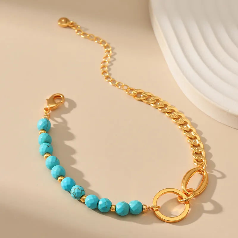 Turquoise Beaded Gold Bracelet