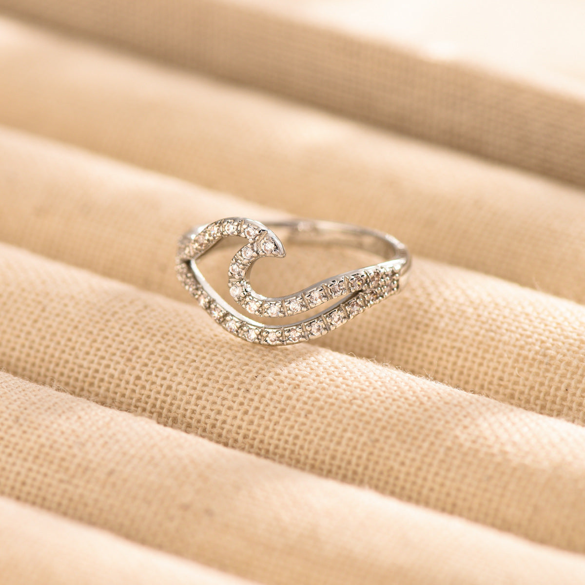 Elegant Diamond Wave Ring