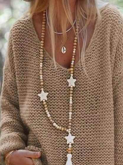 V-neck Long-sleeved Sweater