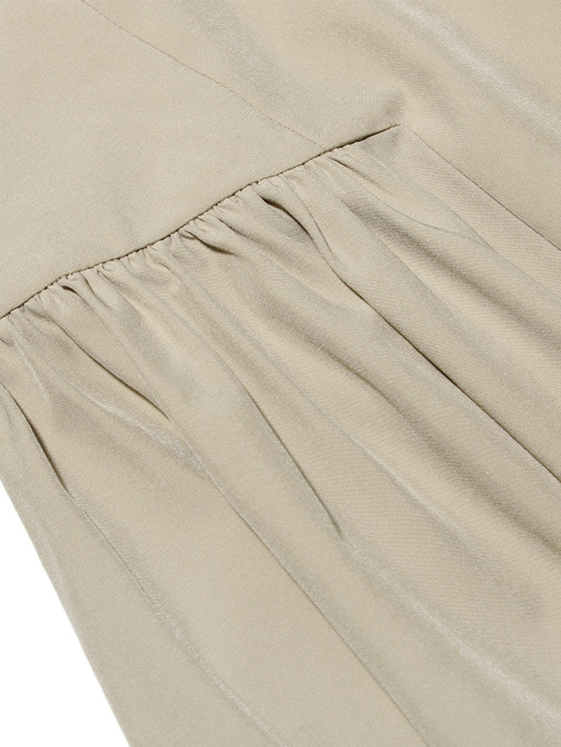 Beige-sling Midi Dress