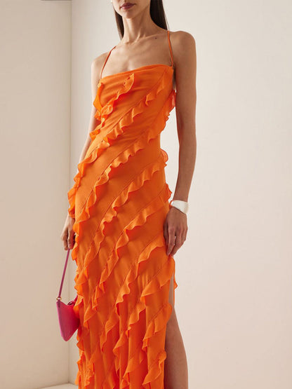 Wood Ear Skirt Slit Maxi Dress