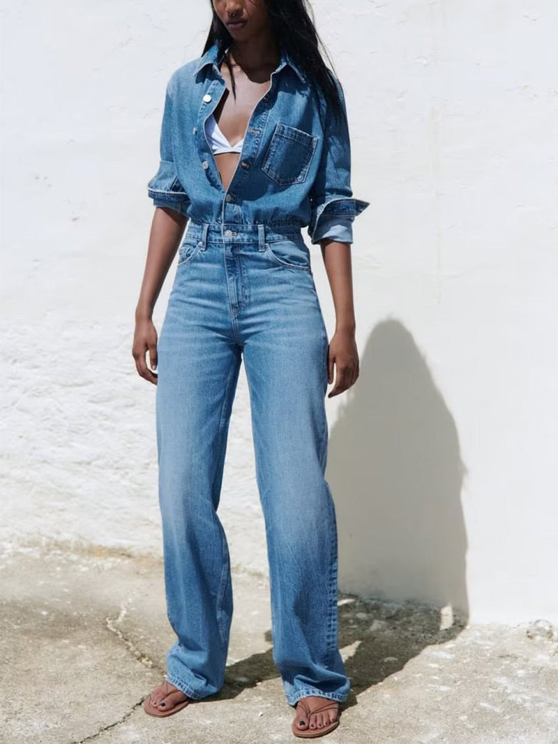 Straight Denim Jumpsuit