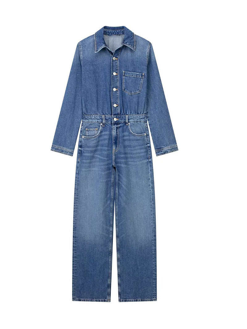 Straight Denim Jumpsuit