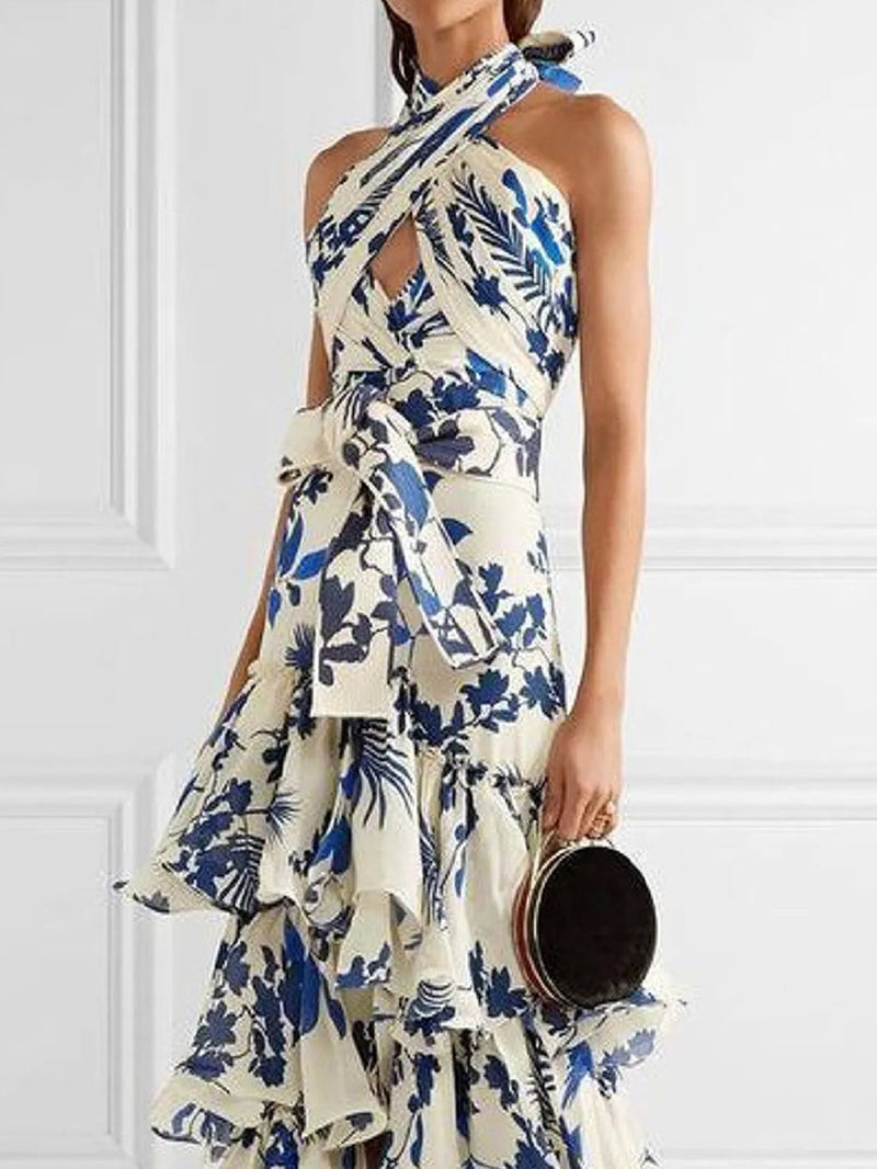 Lace-up Lolita Swing Skirt Maxi Dress