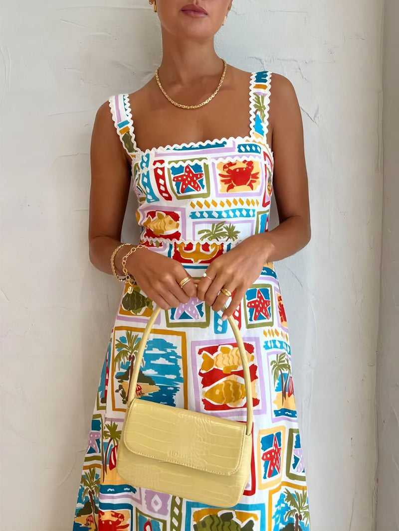 Graffiti Strap Tube Top Lace Maxi Dress