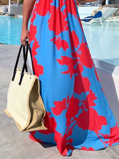 Dress Print V-neck Sleeveless Maxi Dress