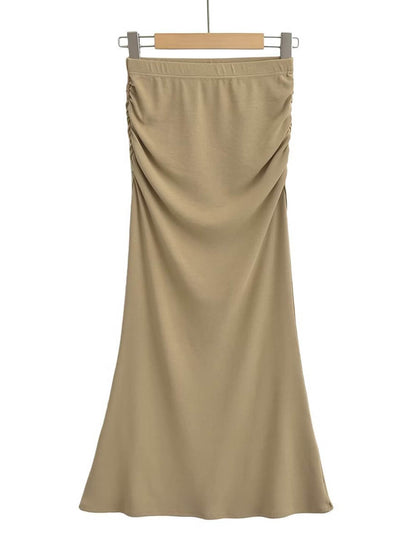 Pleated Mid-length Fishtail Skirt