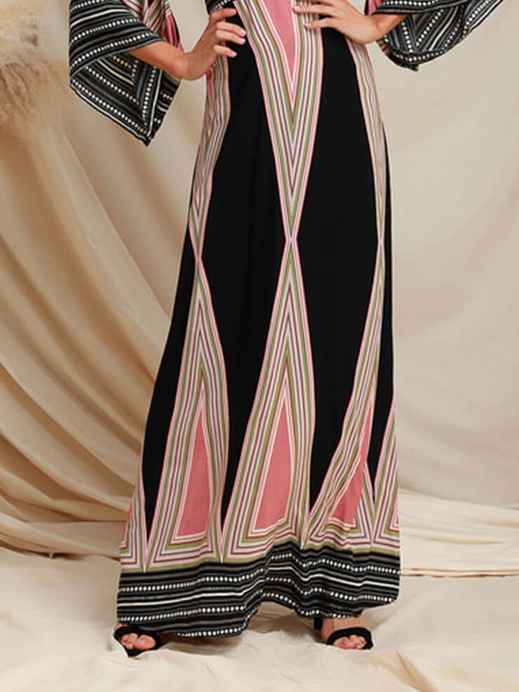 High Waisted Bell Sleeve Long Dress