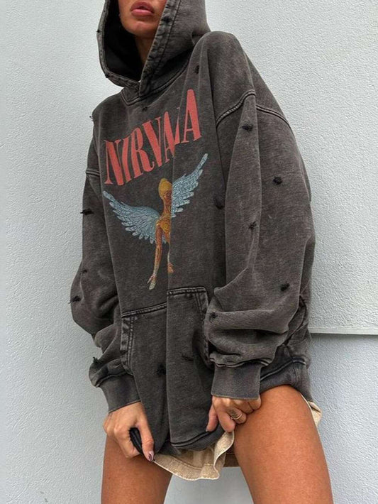 And Lazy Retro Style Hooded Sweatshirt