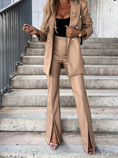Slit Pu Leather Pants