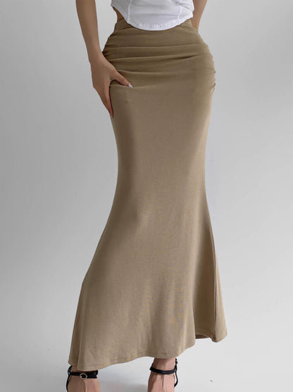 Pleated Mid-length Fishtail Skirt