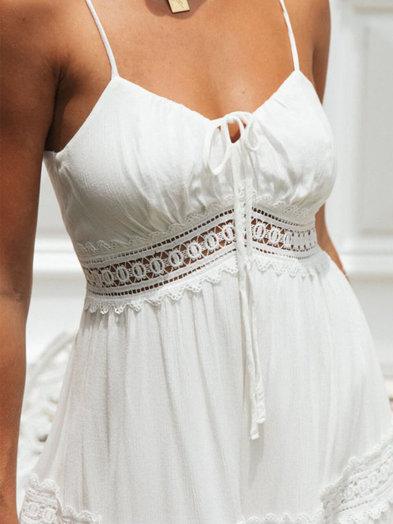 Serenity-lace White Midi Dress