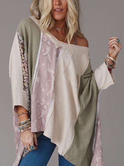 Leopard Print Patchwork Sweatshirt