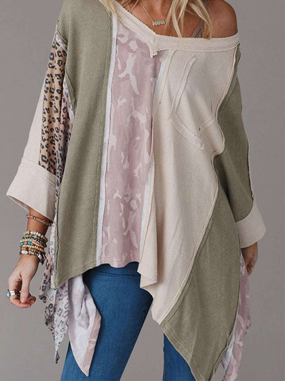Leopard Print Patchwork Sweatshirt