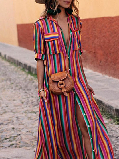 Striped Printed Maxi Dress