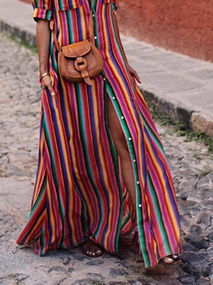Striped Printed Maxi Dress