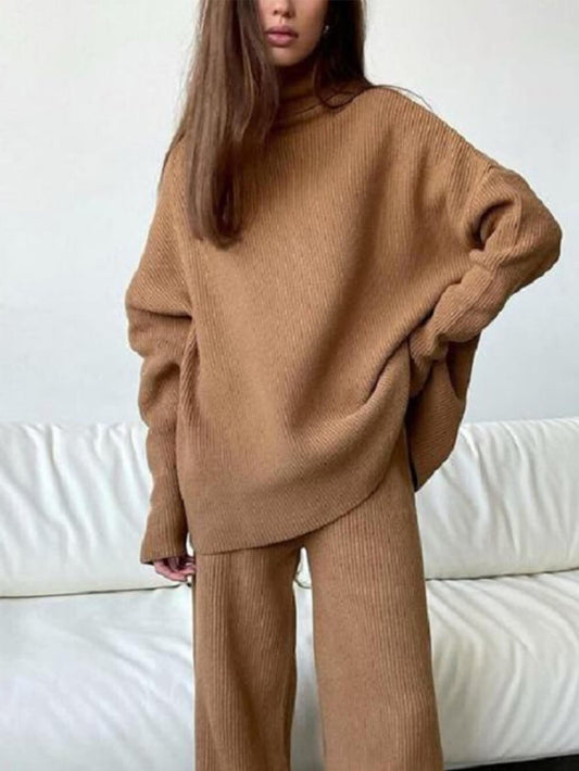 Loose Turtleneck Knitted Two-piece Set