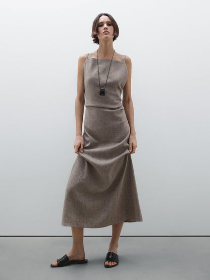 Flowy Square Neck Midi Dress