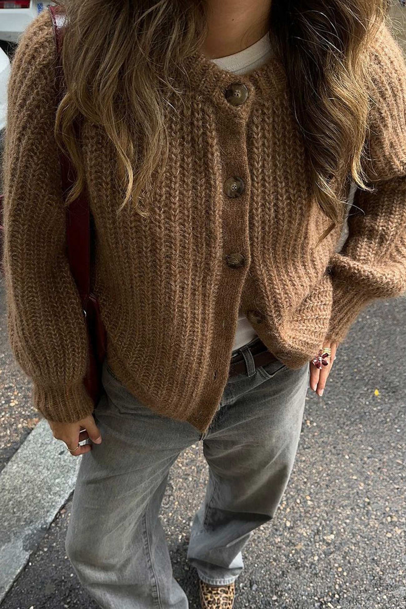 Color Lantern Sleeve Short Cardigan
